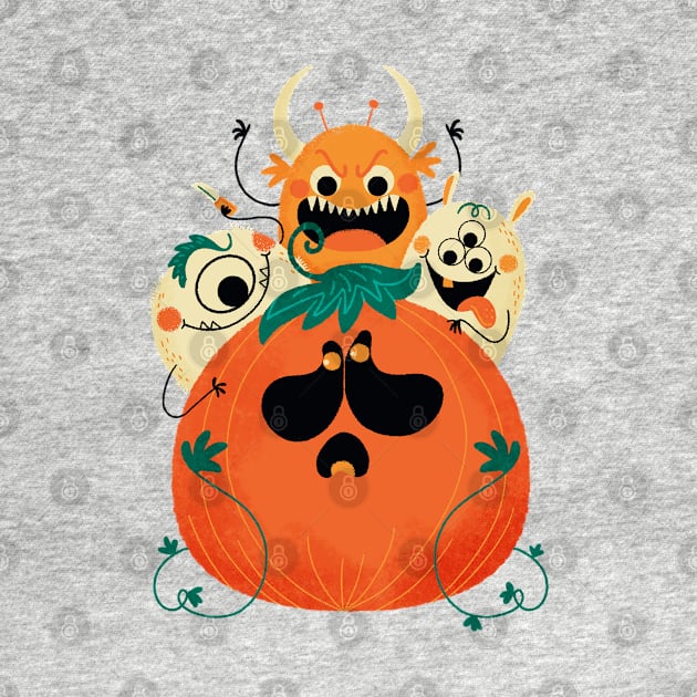 Halloween pumpkin and monsters by Angela Sbandelli Illustration and Design